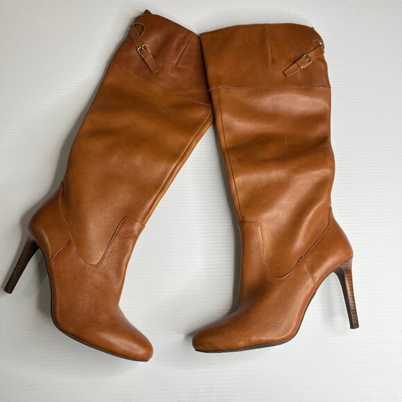 Lauren Ralph Lauren Shoes - Lauren Ralph Lauren Womens Tan Knee High Halina Leather Boots Stiletto Sz 8.5B